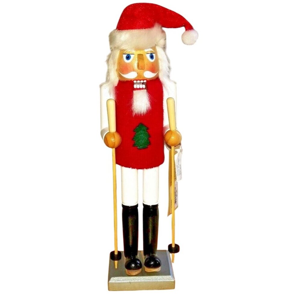 Nutcracker Skiing Wood Santa Claus 14'' Nutcracker Holiday Lane Macys New